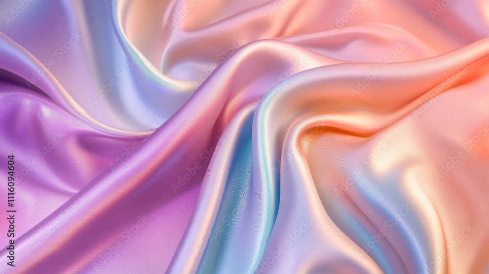Obraz premium Silk fabric with pastel gradient, close-up. Textile texture and softness concept