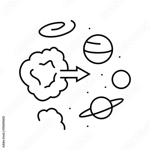 origin of the universe unsolved mystery line icon vector. origin of the universe unsolved mystery sign. isolated contour symbol black illustration