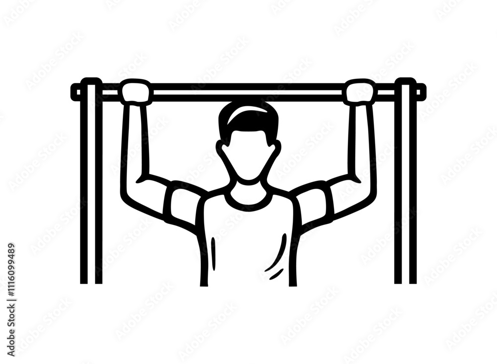 WebMale pull up workout black icon. Man hanging on pull up bar vector symbol. Workout vector icon for web graphic design. Vector illustrations WebMale pull up workout black icon. Man hanging on pull up bar vector symbol. Workout vector icon for web graphic design. Vector illustrations