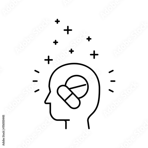 the placebo effect unsolved mystery line icon vector. the placebo effect unsolved mystery sign. isolated contour symbol black illustration