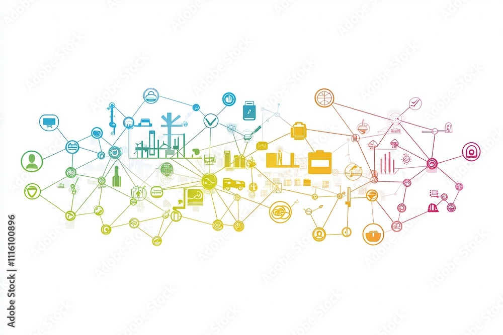 Naklejka premium Interconnected Distribution Network Concept Visual
