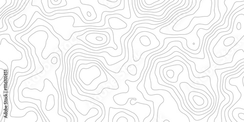 White background topography contour map with black curve lines. luxury topographic wavy pattern and geographic grid map patterns, topography line map. Vintage outdoors style. 