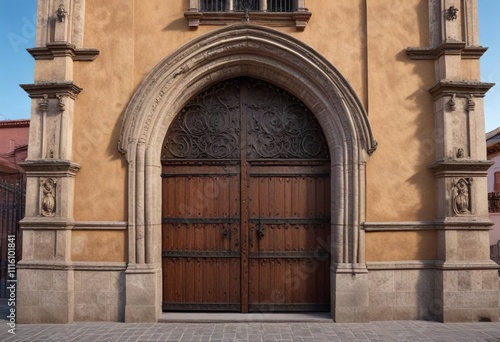 Wallpaper Mural Ornate ironwork and wooden doors adorning the church tower in Queretaro, doors, ornate Torontodigital.ca