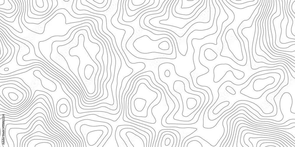 Fototapeta premium White background topography contour map with black curve lines. luxury topographic wavy pattern and geographic grid map patterns, topography line map. Vintage outdoors style. 