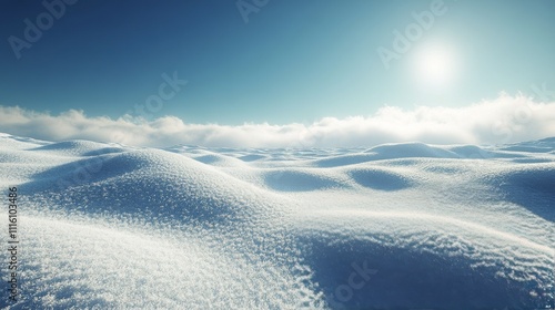 Open water surrounded by ice in a serene landscape during winters bright dayl...