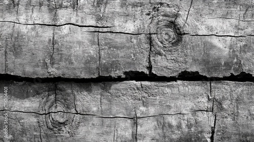 Close-up view of textured tree logs with visible knots and cracks, highlighting rustic wood patterns and natural imperfections, forestry, nature, timber texture. photo