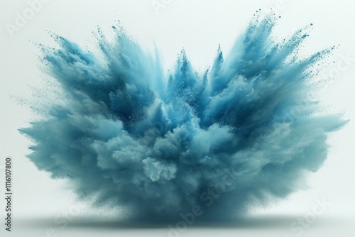 Bright blue smoke or powder explosion creating a captivating visual effect in...
