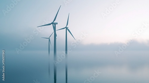 Wallpaper Mural Wind Turbines in Misty Morning Torontodigital.ca