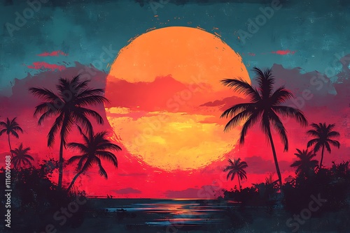 Tropical sunset. Rasterized version.
 photo