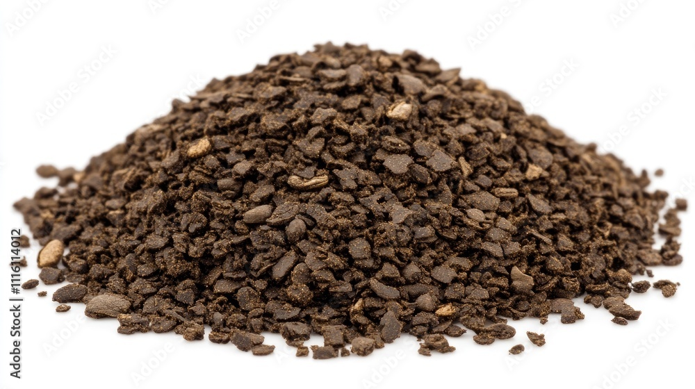 Medium roast coffee grounds closeup showcasing texture and color ideal for coffee-related projects and culinary use in beverages. Medium roast coffee grounds closeup showcasing texture and color ideal for coffee-related projects and culinary use in beverages.