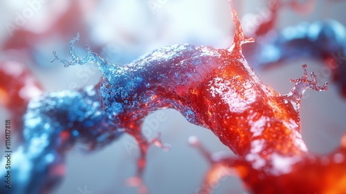 detailed illustration depicts continuous movement blood circulatory system showcasing oxygenated and deoxygenated blood vibrant colors. Arrows indicate flow direction. photo