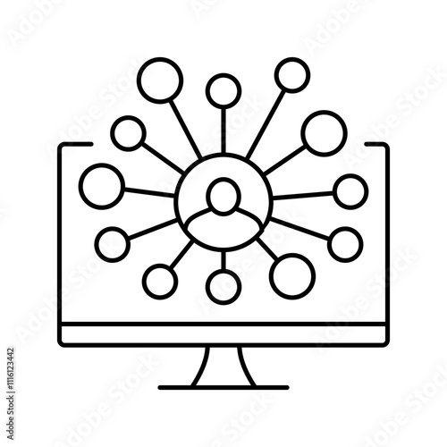 attendee networking virtual conference line icon vector. attendee networking virtual conference sign. isolated contour symbol black illustration