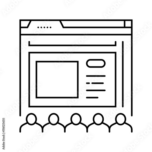 webinar presentation virtual conference line icon vector. webinar presentation virtual conference sign. isolated contour symbol black illustration