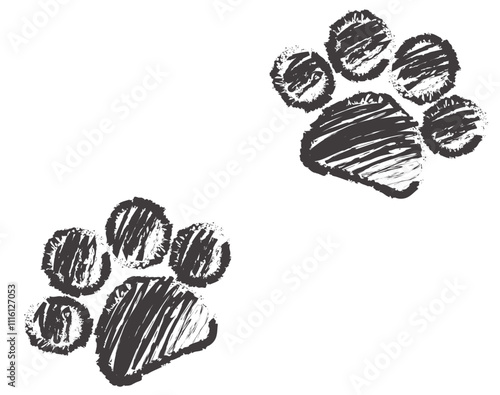 Grunge textured animal pet dog paw icon print. Veterinary vector illustration footprint silhouette vet logo.