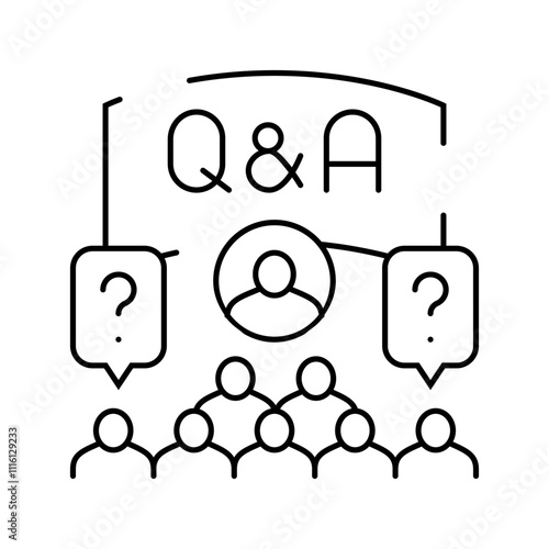 q&a session virtual conference line icon vector. q&a session virtual conference sign. isolated contour symbol black illustration