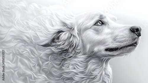 Wildlife inspired dog face standing pencil drawn hand crafted artistic illustration photo