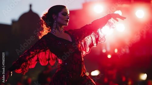 Wallpaper Mural A high-contrast shot of a flamenco dancer performing under bright stage lights at a cultural festival. Torontodigital.ca