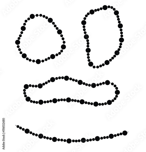 Silhouette of Bracelet with Beads. Jewelry and religious props concept vector art