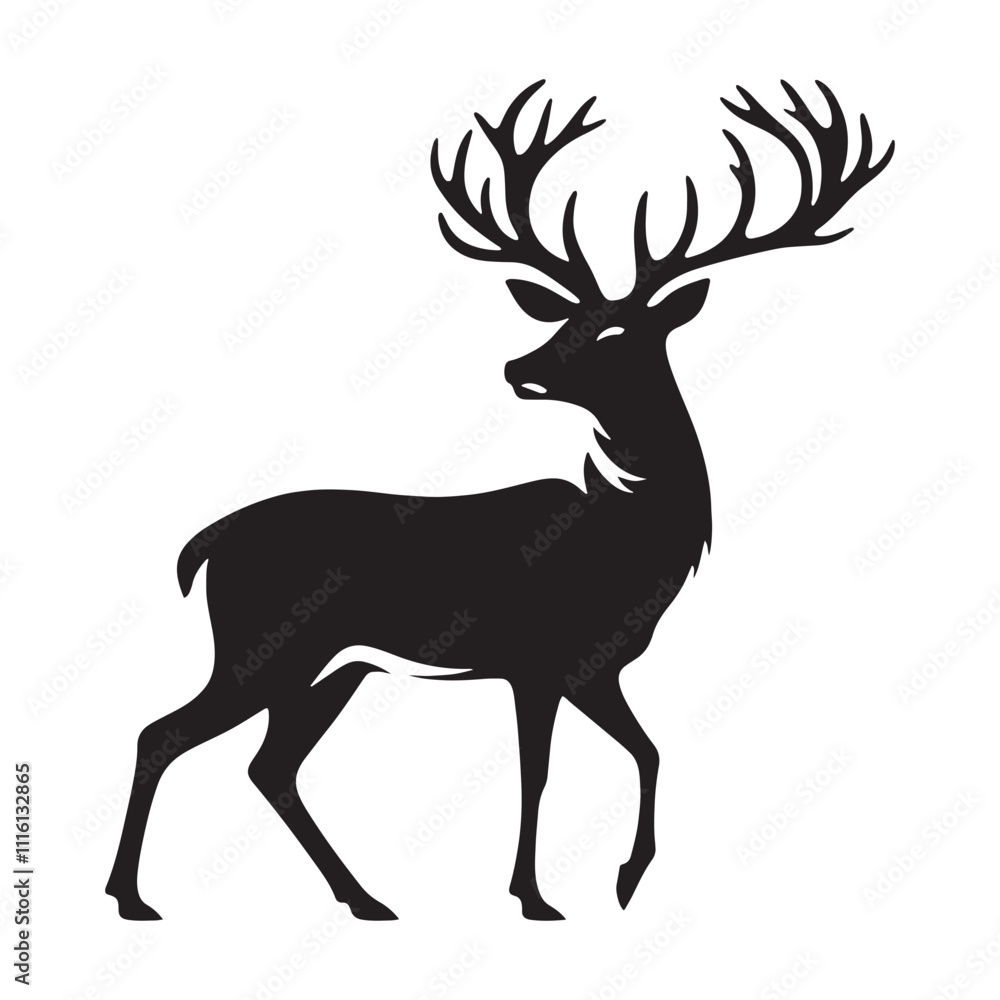 Fototapeta premium Captivating deer silhouette for modern creative designs - Deer black vector 