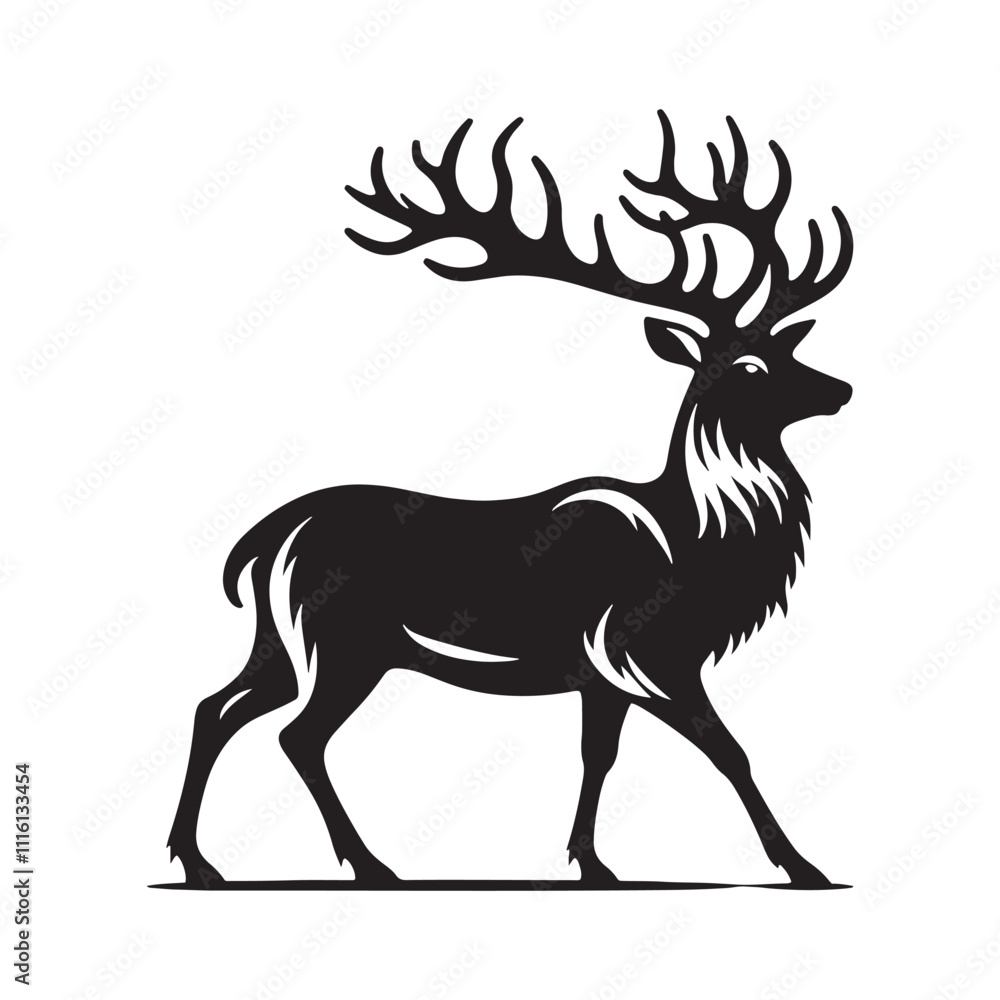 Obraz premium Stylish deer silhouette for modern design applications - Deer illustration - minimallest deer vector 