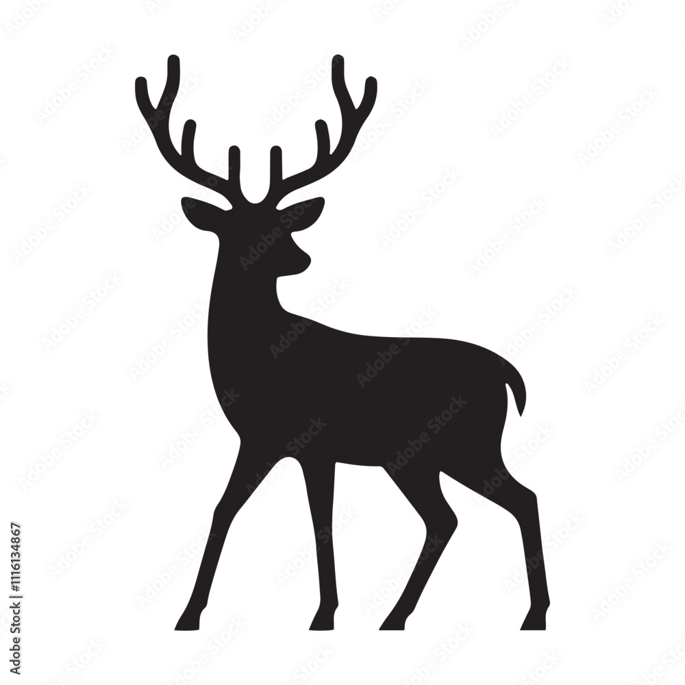 Obraz premium Elegant deer silhouette for unique design projects - Deer black vector 