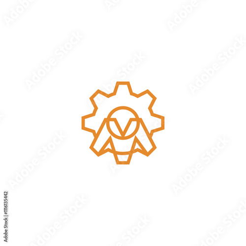 Gear wheel M letter logo idea.