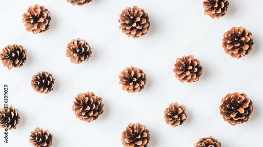 Scattered pine cones on a white background creating a natural and rustic aesthetic for seasonal or decorative purposes. Scattered pine cones on a white background creating a natural and rustic aesthetic for seasonal or decorative purposes.