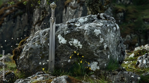 A famous blade from avalon piqued in a boulder the story of arthur photo