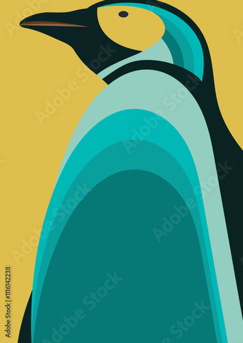 Penguin aesthetic cute vector illustration. Nursery simple art, kids design. Arctica poster