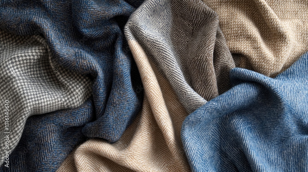 Fototapeta premium Diverse Fabric Texture Swatches in Various Styles for Fashion and Design Applications