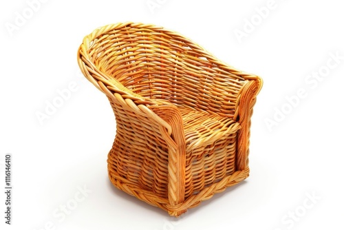 Straw wicker chair. Isolated on white photo