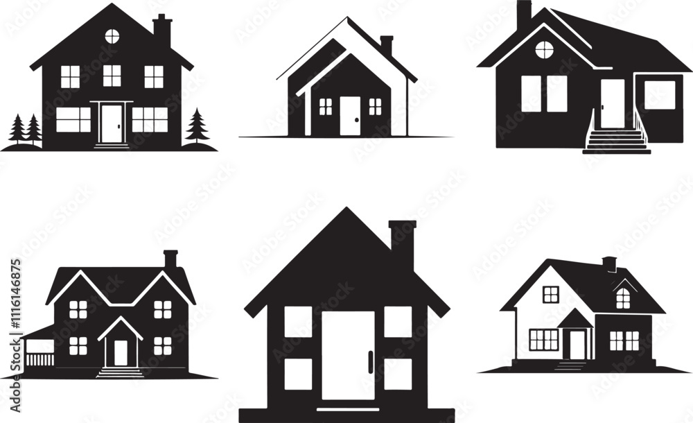 Fototapeta premium Simple silhouette home vector