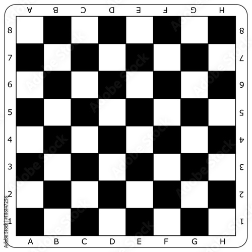 Chess board in unusual frame. Flat style stock vector