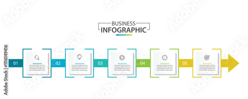 5 process infographic arrows design template. Strategy and Business presentation. Vector illustration.