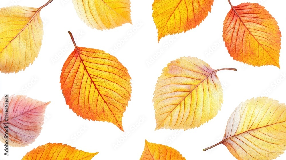 Obraz premium Colorful autumn leaves collection on a white background perfect for seasonal designs and nature-themed projects