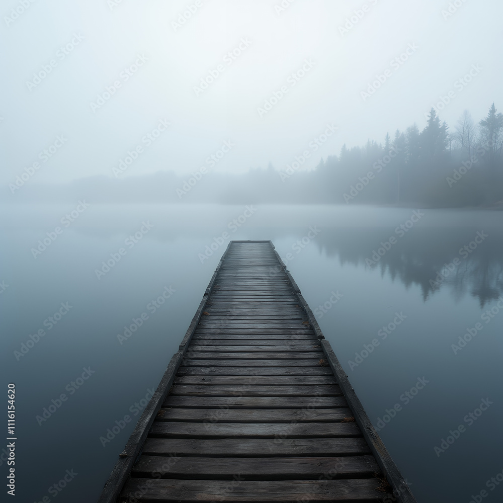 Obraz premium old wooden bridge over lake