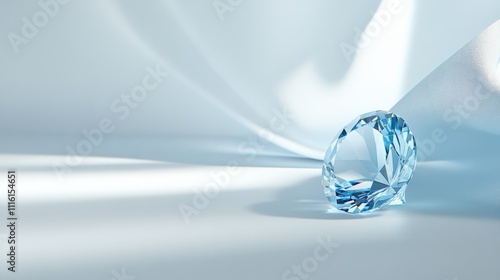 Sparkling blue gemstone for elegant jewelry displayed on a pristine white background showcasing its brilliance and clarity photo