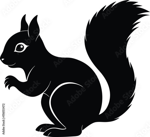  Black Silhouette of a Squirrel in Motion on White Background