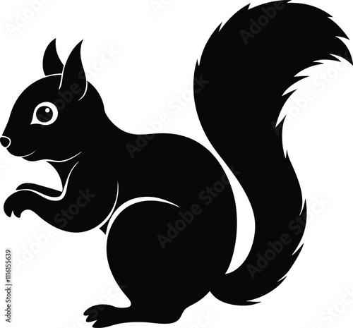  Black Silhouette of a Squirrel in Motion on White Background