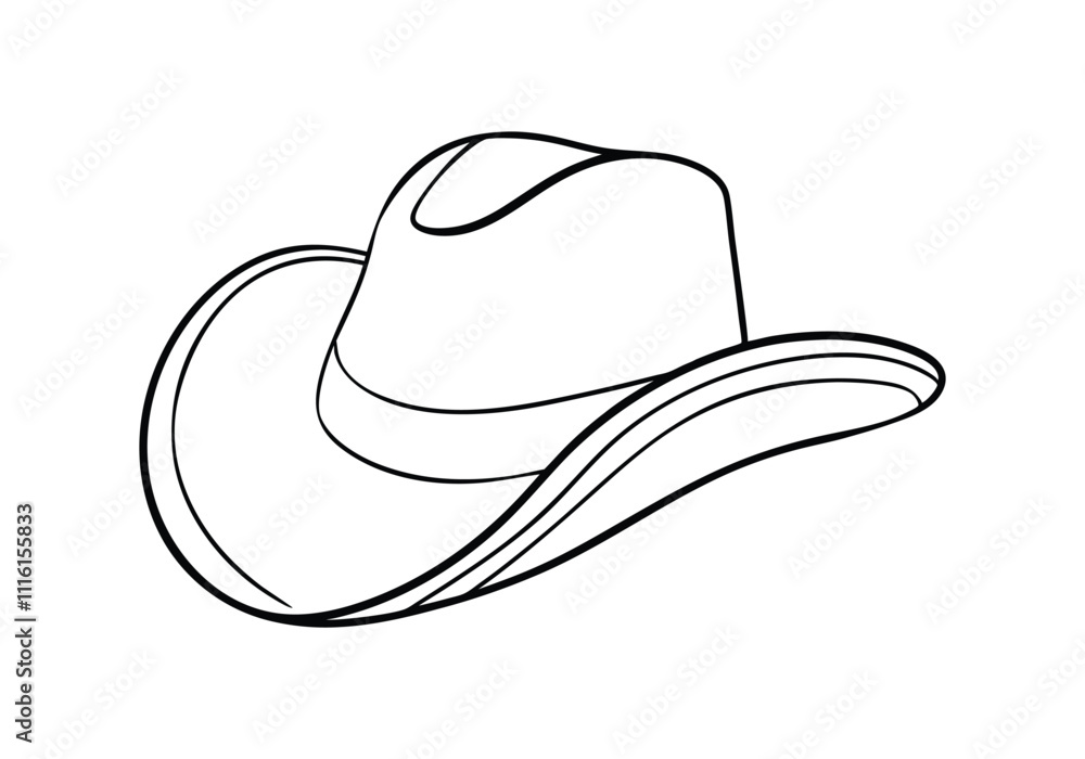 Continuous One-Line Drawing of a Cowboy Hat - Minimalist Western Design Continuous One-Line Drawing of a Cowboy Hat - Minimalist Western Design