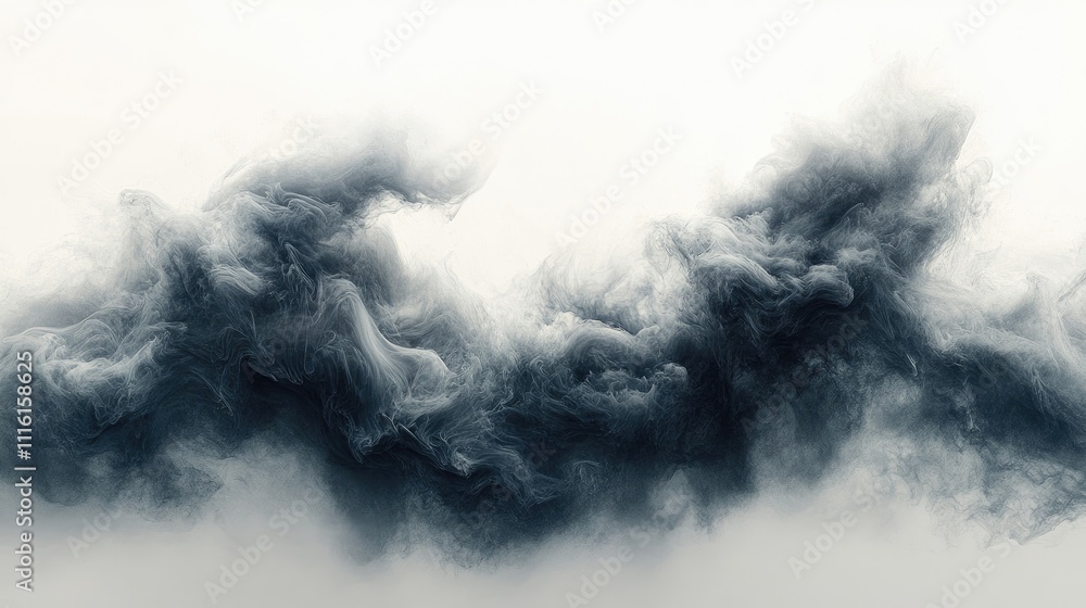 Obraz premium Dynamic black clouds swirling against a bright white background creating a dramatic and artistic contrast in the sky.