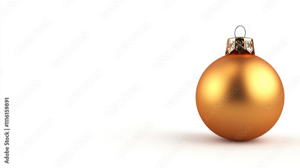 Golden Christmas ornament on a minimalistic white background perfect for holiday decoration concepts and seasonal marketing graphics. Golden Christmas ornament on a minimalistic white background perfect for holiday decoration concepts and seasonal marketing graphics.