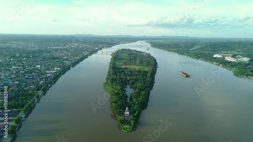 a stadium palaran in samarinda from above using a drone. footage 4k drone. photo