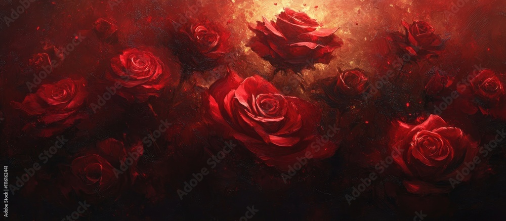 Vibrant Red Roses in Dramatic Background Perfect for Romantic Themes and Nature Inspired Decor Vibrant Red Roses in Dramatic Background Perfect for Romantic Themes and Nature Inspired Decor
