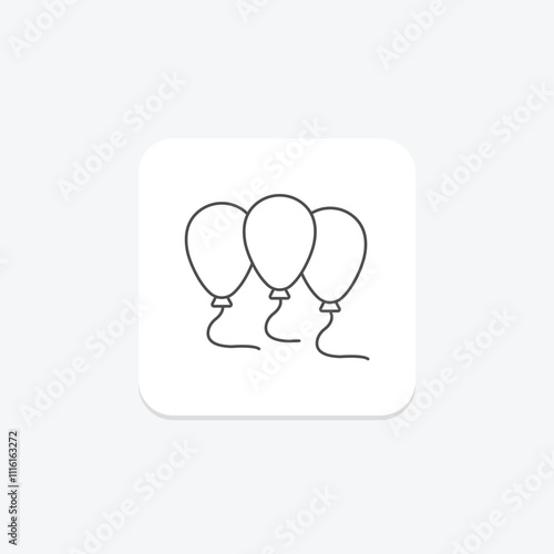 Balloons thinline icon , vector, pixel perfect, illustrator file photo