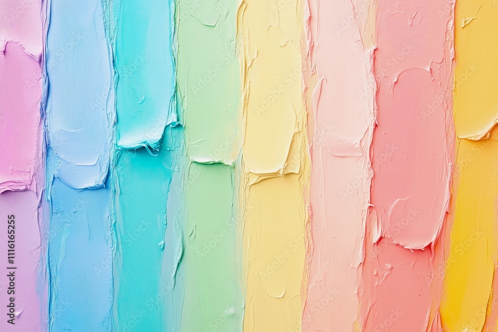 Pastel Textured Abstract Painting with Colorful Stripes. Rainbow background with paint. Close-up of a pastel abstract painting with thick Pastel Textured Abstract Painting with Colorful Stripes. Rainbow background with paint. Close-up of a pastel abstract painting with thick