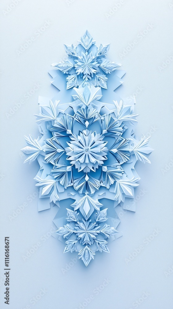 Intricate Paper Snowflakes on Light Blue Background Art Design Intricate Paper Snowflakes on Light Blue Background Art Design