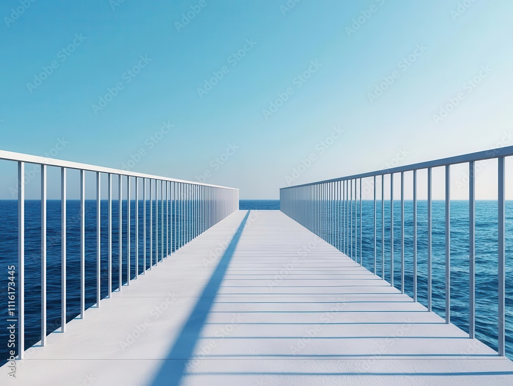 Naklejka premium Modern seacrossing bridge with integrated viewing platforms, providing panoramic views of the open ocean
