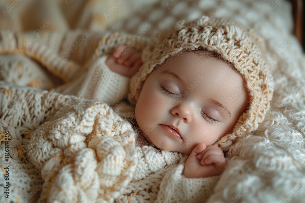 Peaceful newborn baby sleeping in a crib Peaceful newborn baby sleeping in a crib