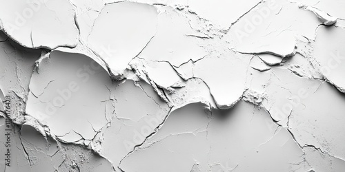 Detailed view of a white, dry plaster surface featuring a textured appearance, along with an area that remains empty, allowing for potential additions or designs.